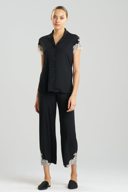 Natori Buy Luxe Shangri-La TENCEL™ Notch PJ in Black/Cocoon Online