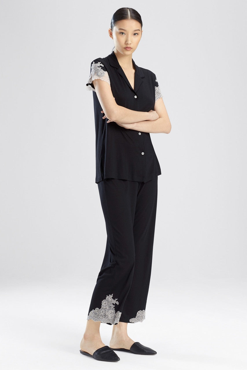 Natori Buy Luxe Shangri-La TENCEL™ Notch PJ in Black/Cocoon Online