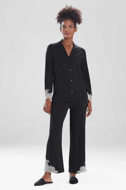 Natori Buy Luxe Shangri-La TENCEL™ Long Sleeve Notch PJ in Black Online