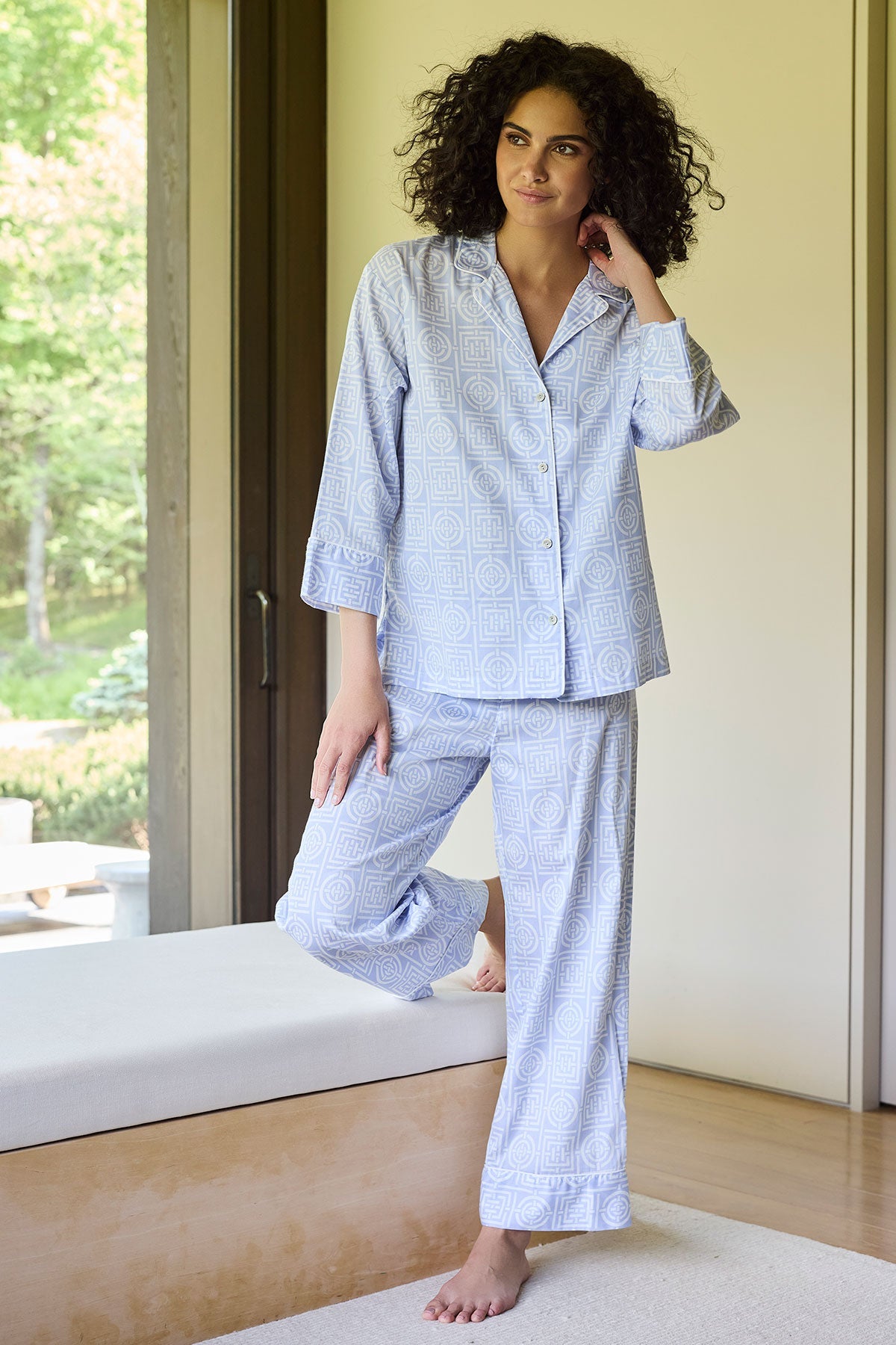 Natori Buy Infinity Cotton Sateen Notch PJ in Powder Blue Online