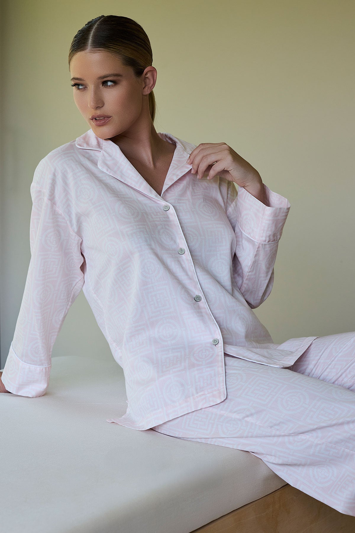 Natori Buy Infinity Cotton Sateen Notch PJ in Blush Pink Online