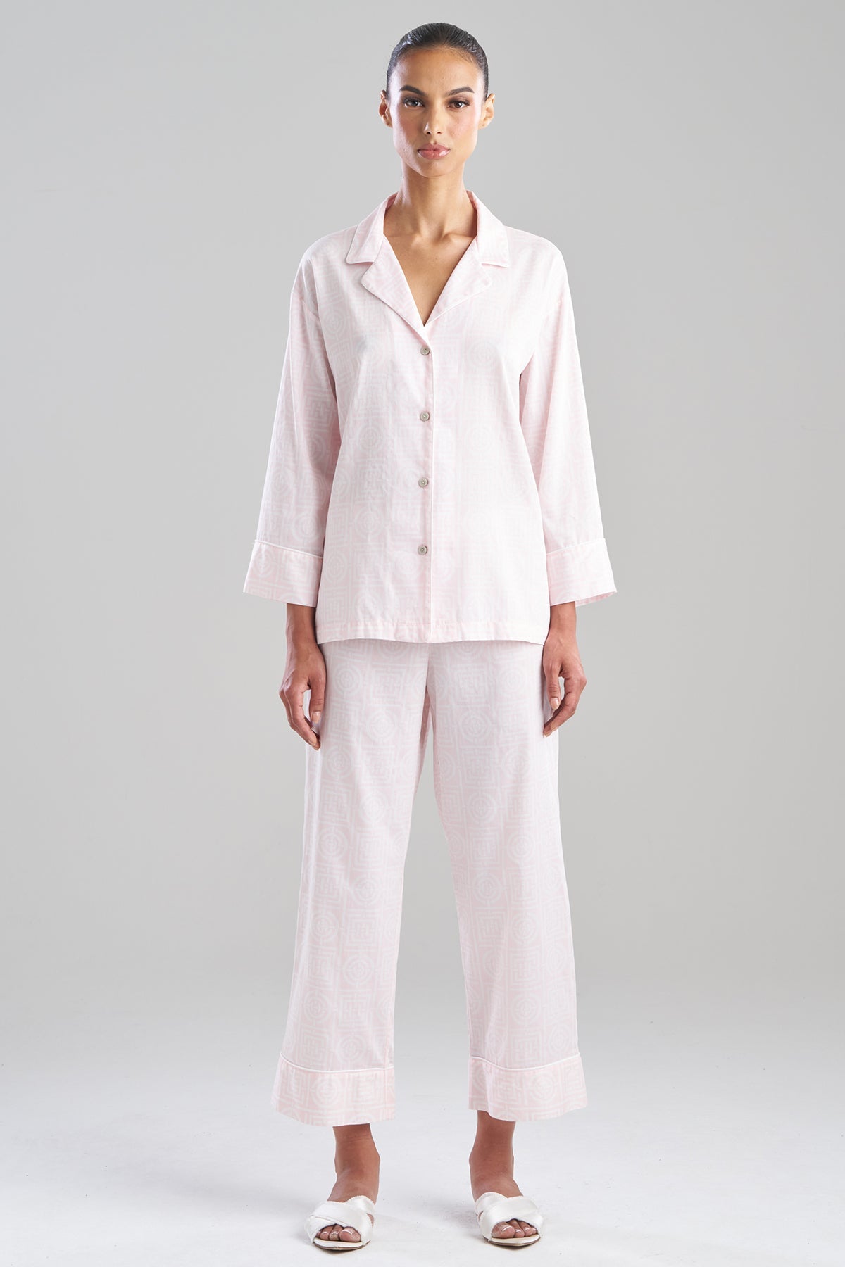 Natori Buy Infinity Cotton Sateen Notch PJ in Blush Pink Online