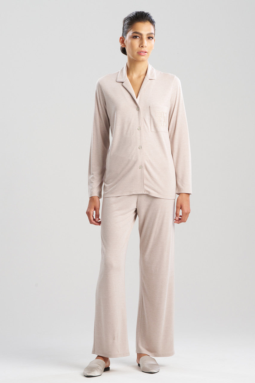 Natori Buy Shangri-La Embroidered Notch PJ in Heather Cashmere Online