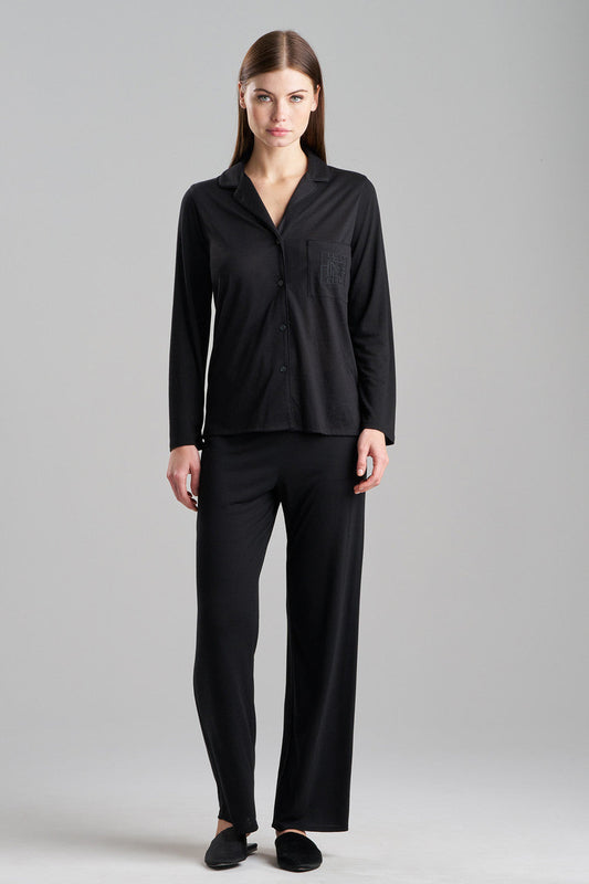 Natori Buy Shangri-La Embroidered Notch PJ in Black Online