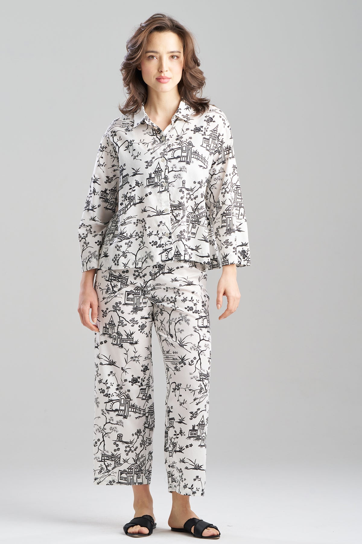 Natori Toile Cotton Sateen Notch PJ Set