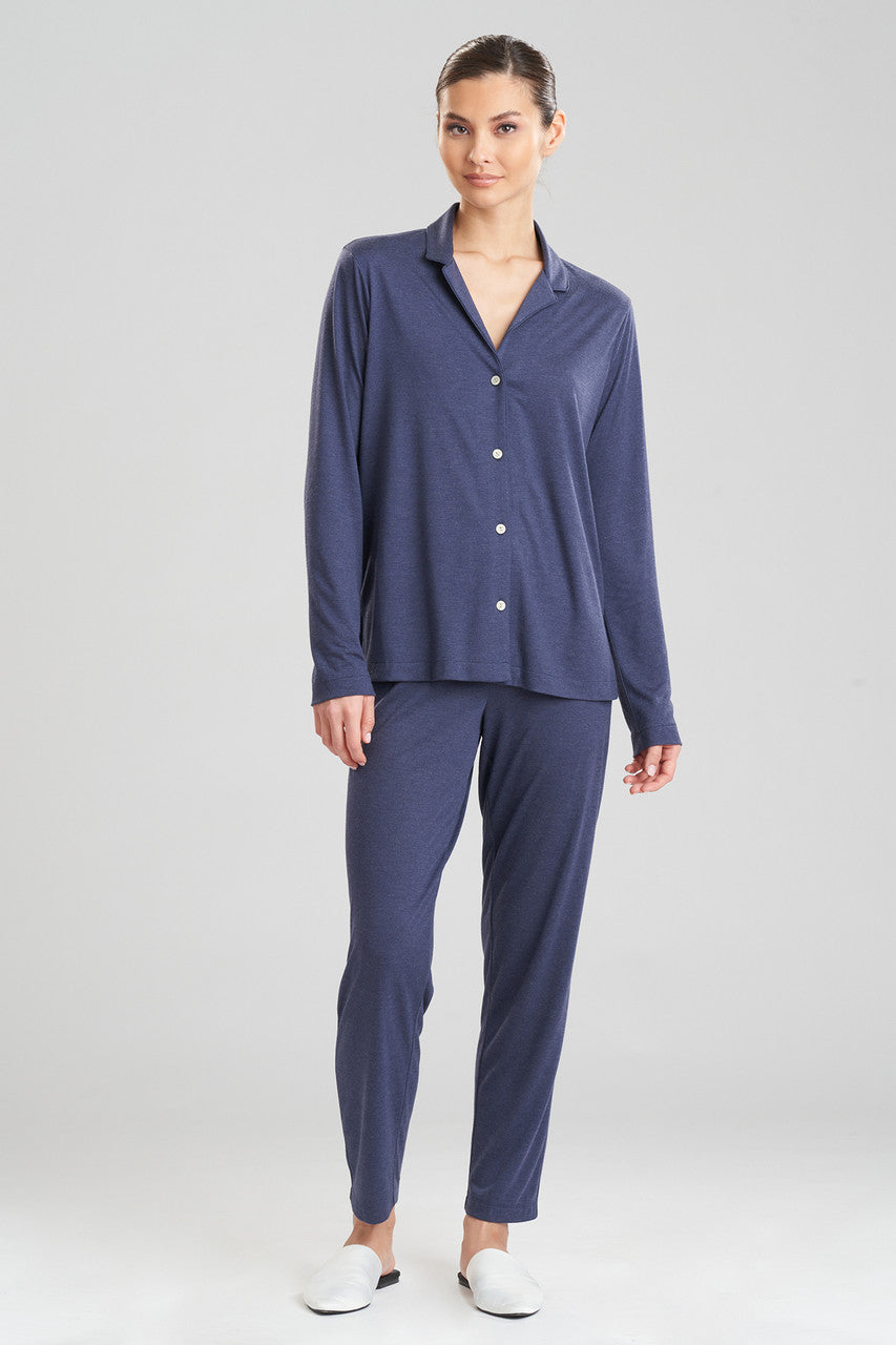 Natori Buy Shangri-La TENCEL™ Long Sleeve Notch PJ in Heather Night Blue Online