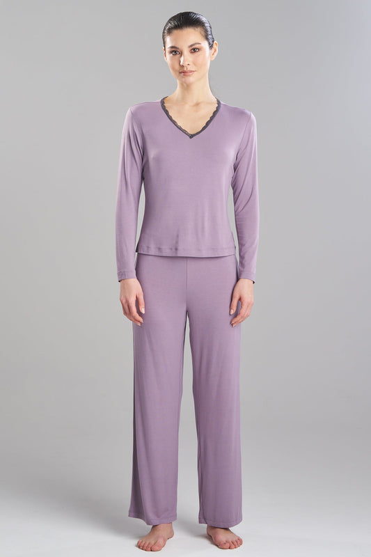 Natori Iris Bamboo Jersey Ease Long Sleeve Lace PJ