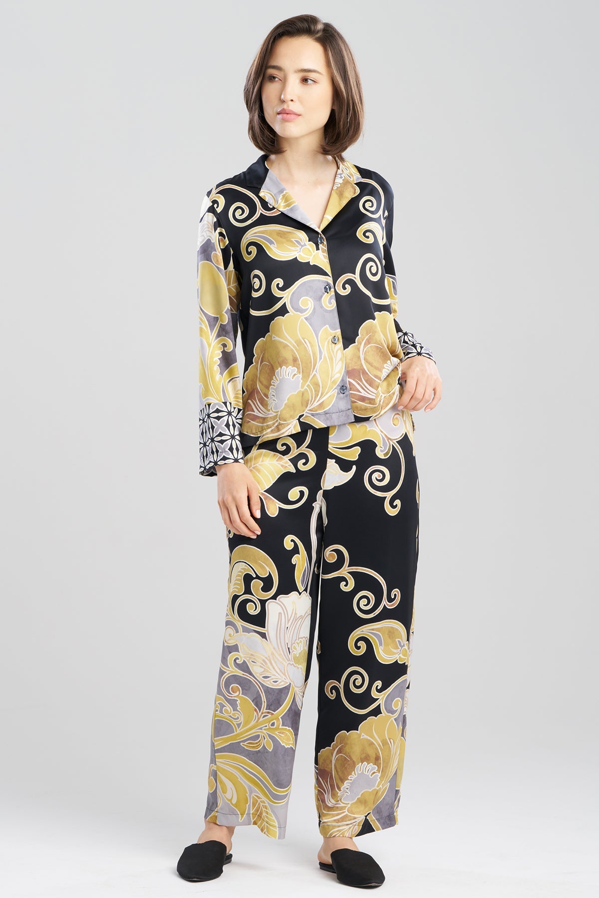 Natori Deco Printed Charmeuse Notch PJ