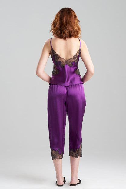 Natori Buy Lolita Lace Trim Silk Cami PJ in Imperial Purple/Ash Black Online