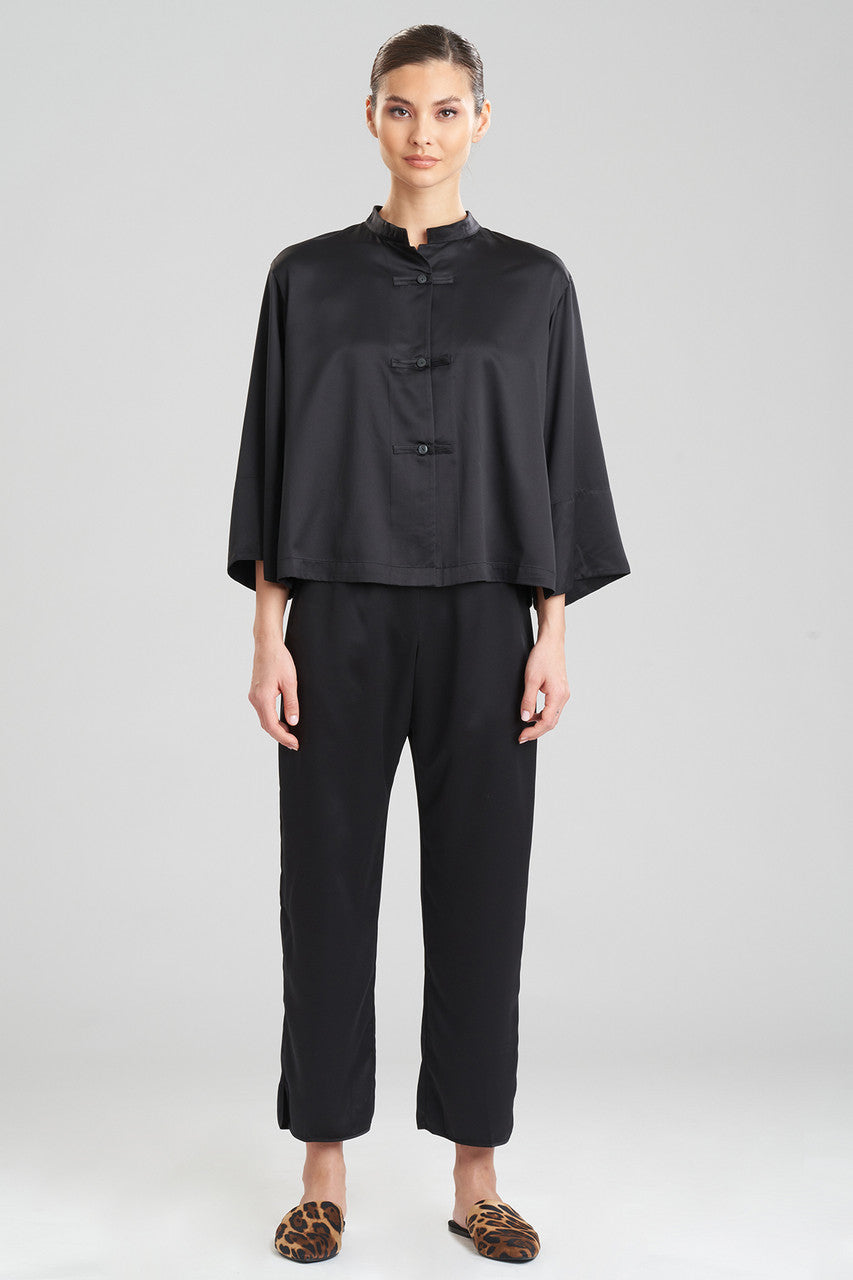 Natori Buy Feathers Satin Essentials Mandarin PJ in Black Online