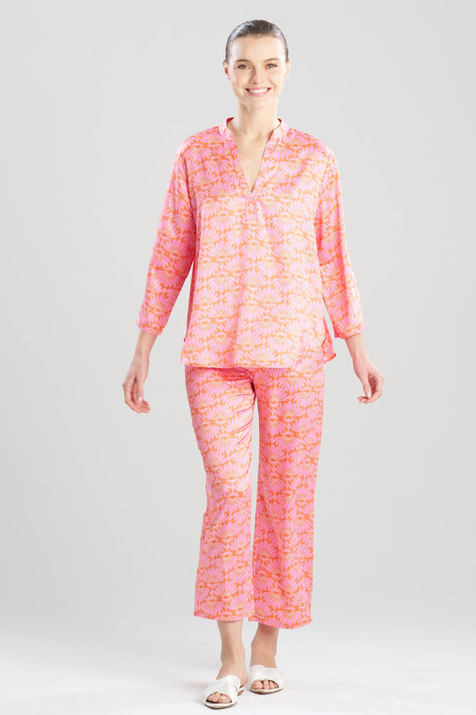 Natori Rhythm Printed Satin Mandarin PJ