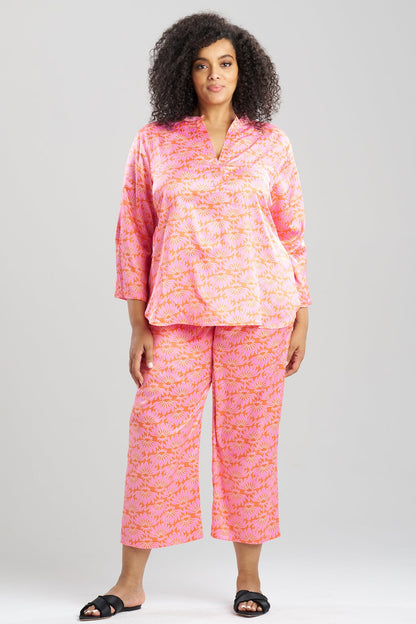 Natori Rhythm Printed Satin Mandarin PJ
