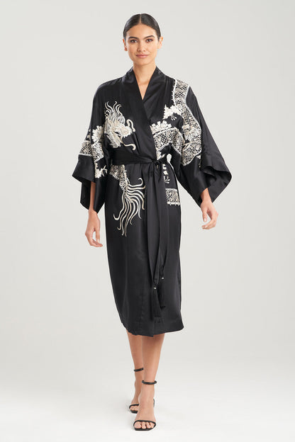 Natori Buy Couture Hanaka Dragon Embellished Robe in Black Online