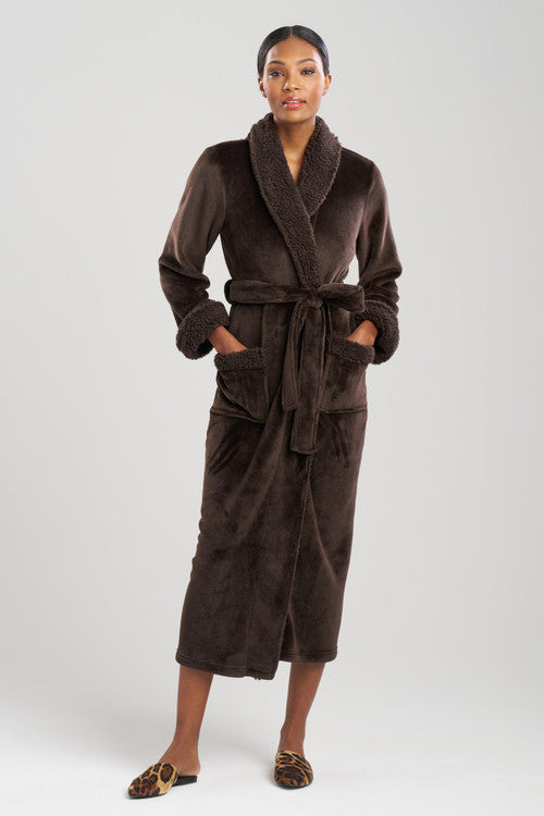 Natori Buy Plush Sherpa Robe in Espresso Online