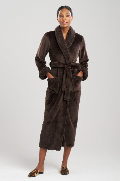 Natori Buy Plush Sherpa Robe in Espresso Online