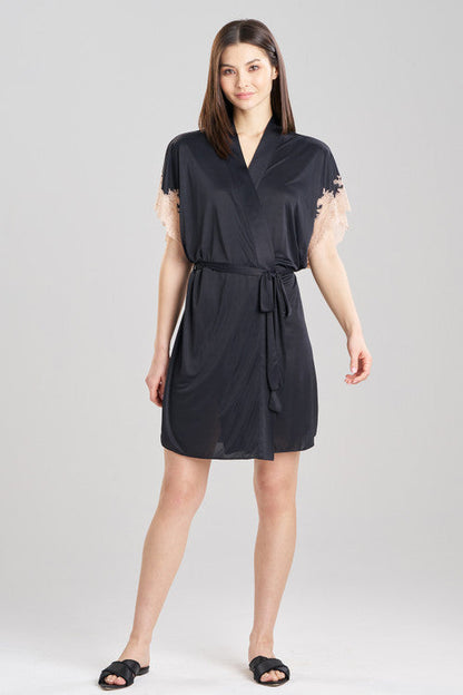 Natori Buy Enchant Lace Applique Wrap in Black/Café Online