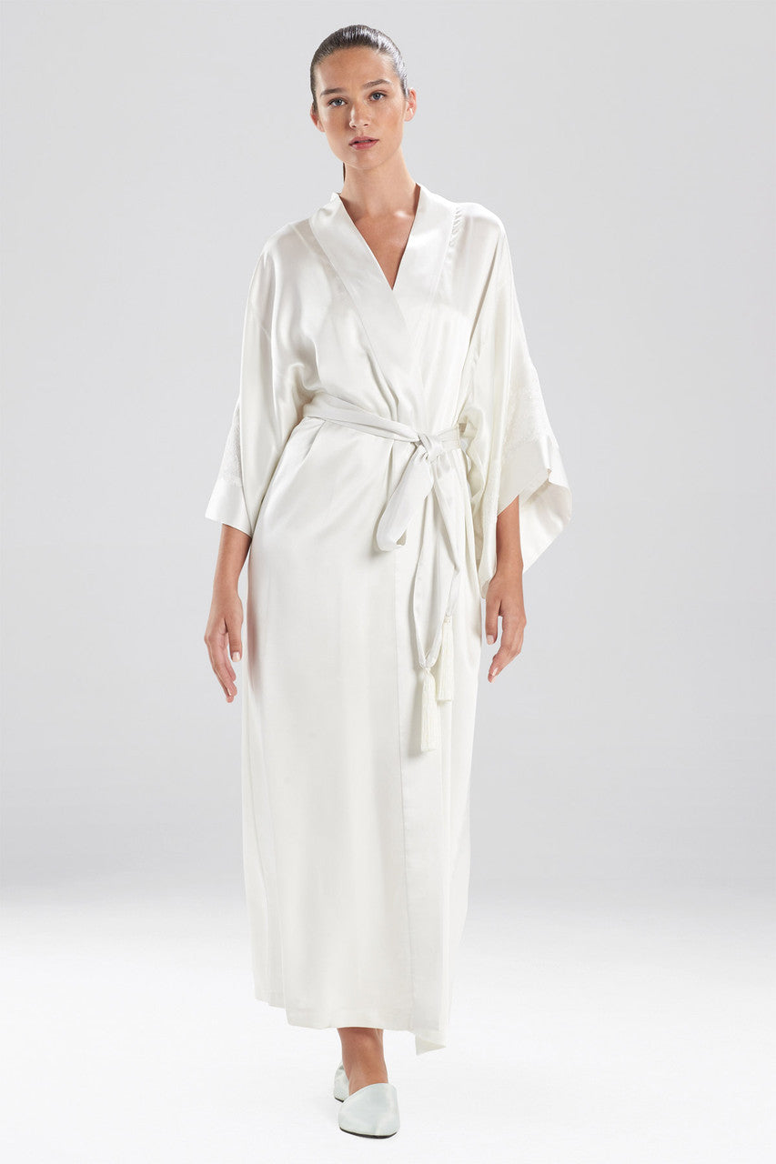 Natori Buy Lolita Lace Embroidered Silk Tassel Robe in Warm White Online
