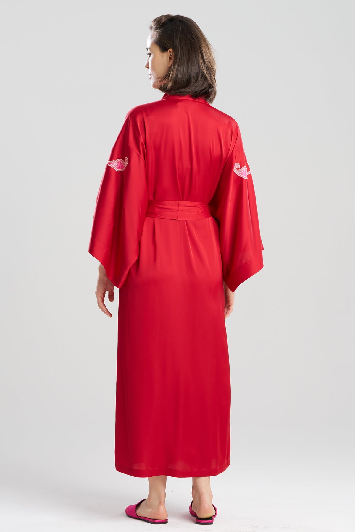 Natori Satin Essentials Embroidered Kimono