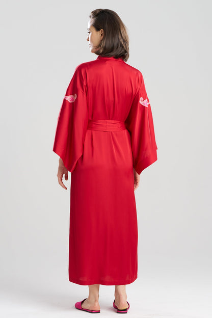 Natori Satin Essentials Embroidered Kimono