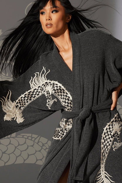 Natori Buy Kham Dragon Embroidered Robe in Black Online