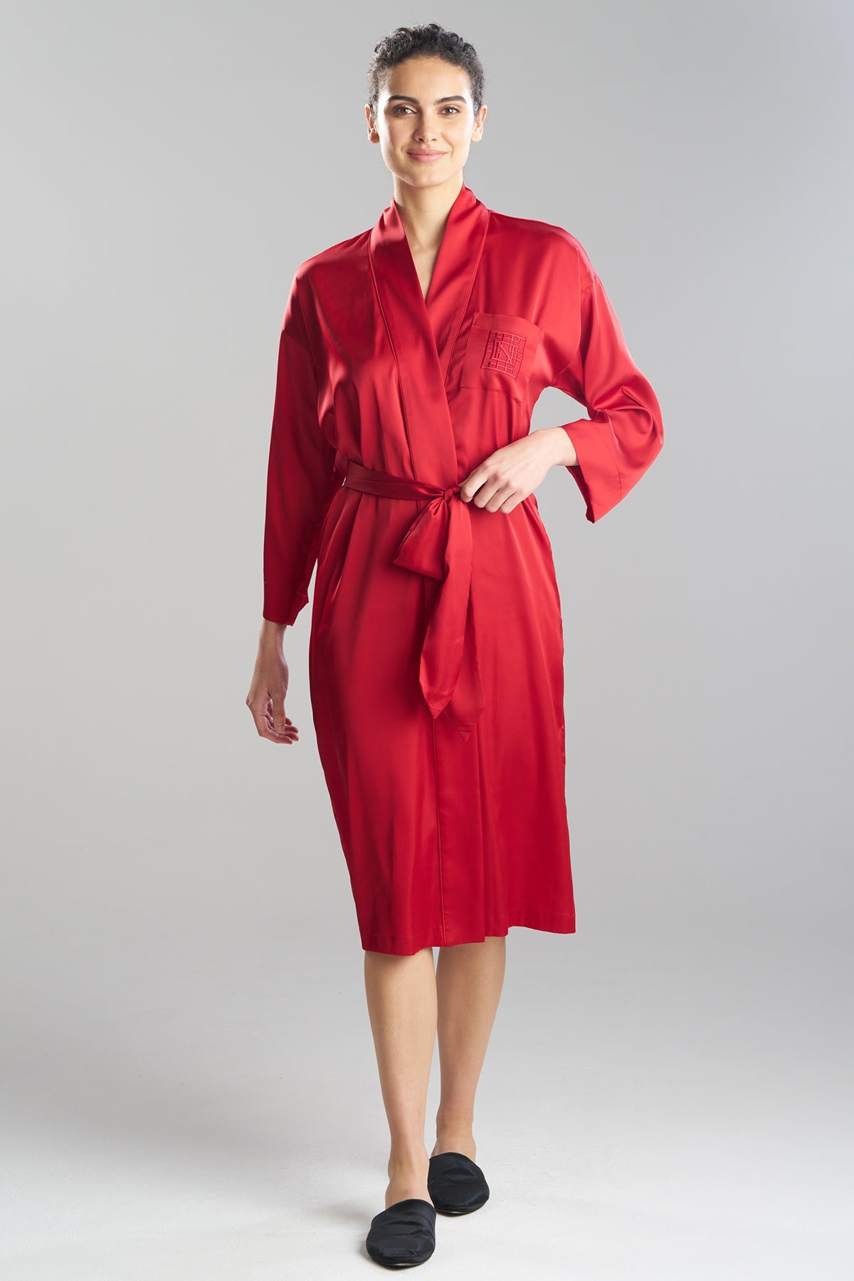 Natori Satin Essentials Embroidered Robe