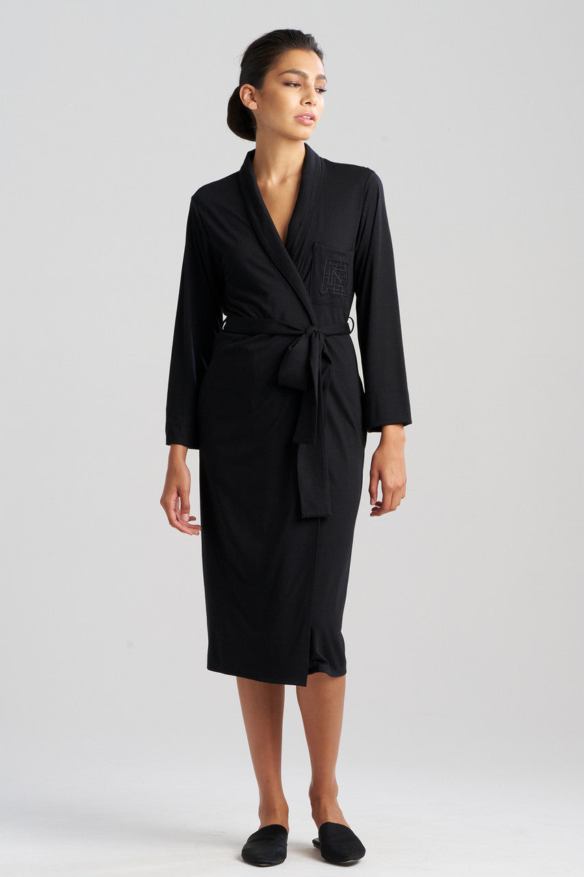 Natori Buy Shangri-La Embroidered Robe in Black Online