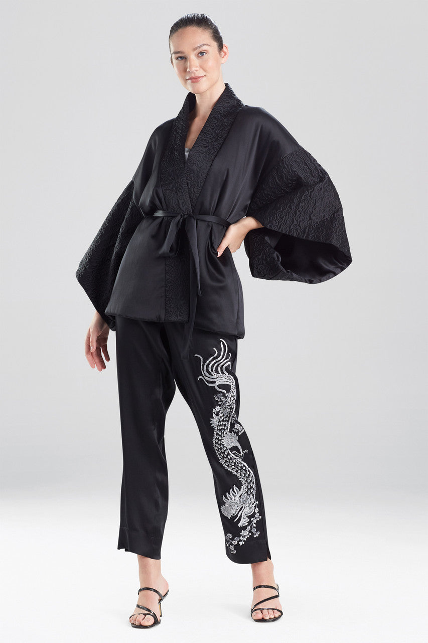 Natori Buy Chinoiserie Embroidery Silk Wrap in Black Online