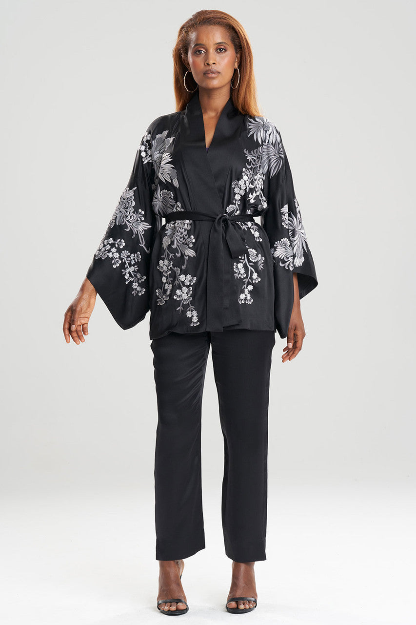 Natori Buy Dragon Embroidery Silk Wrap in Black Online