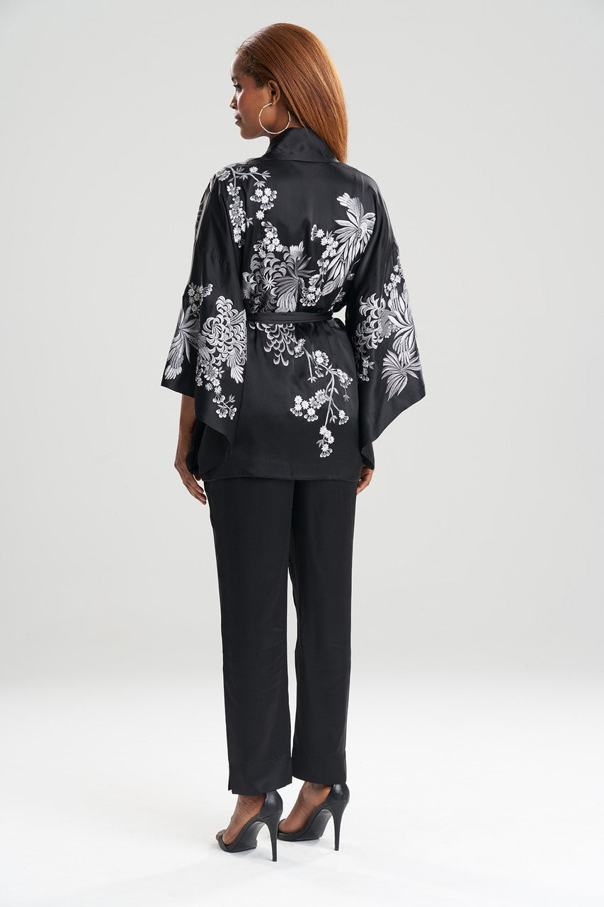 Natori Buy Dragon Embroidery Silk Wrap in Black Online