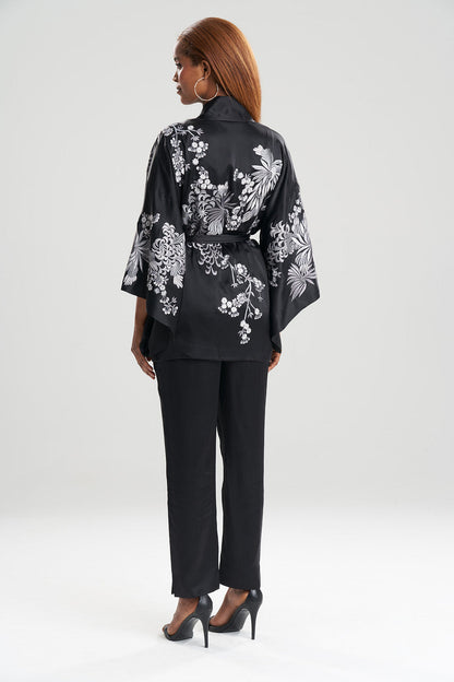 Natori Buy Dragon Embroidery Silk Wrap in Black Online