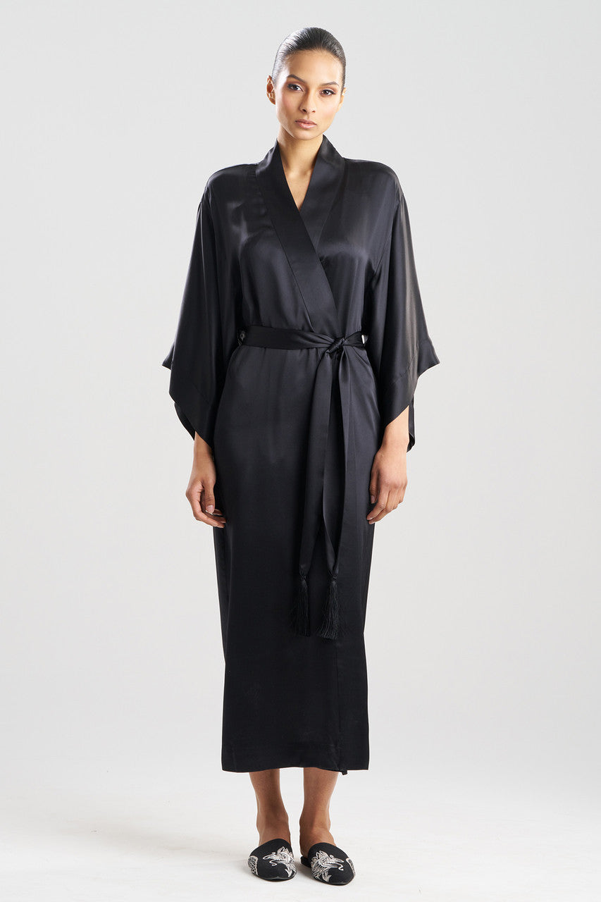 Natori Buy Key Essentials Silk Robe in Black Online