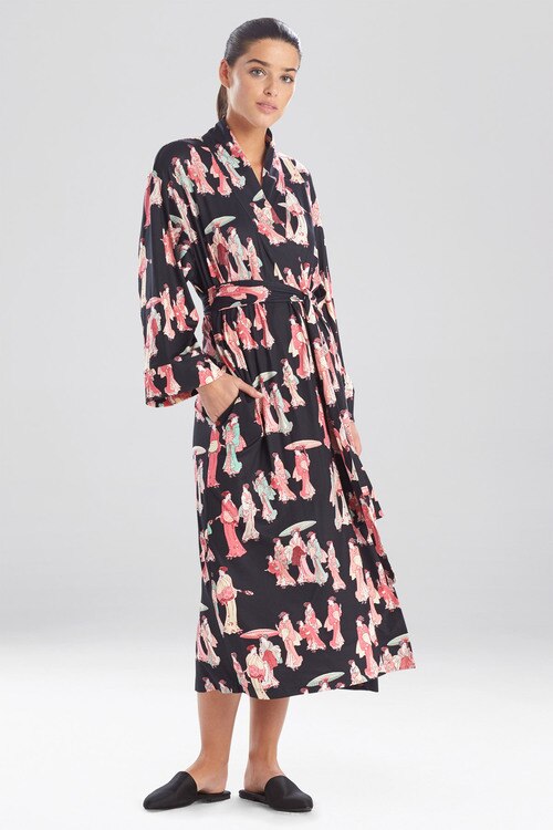 Natori Buy Geisha Cozy Knit Robe in Black Multi Online