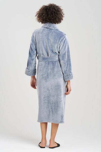 Natori Buy Plush Lynx Robe in Blue Granite Online