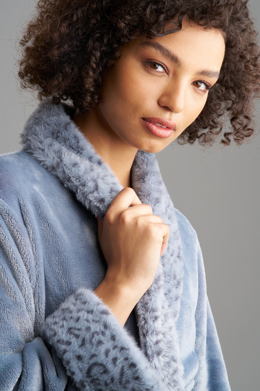 Natori Buy Plush Lynx Robe in Blue Granite Online