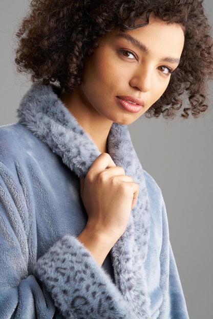 Natori Buy Plush Lynx Robe in Blue Granite Online