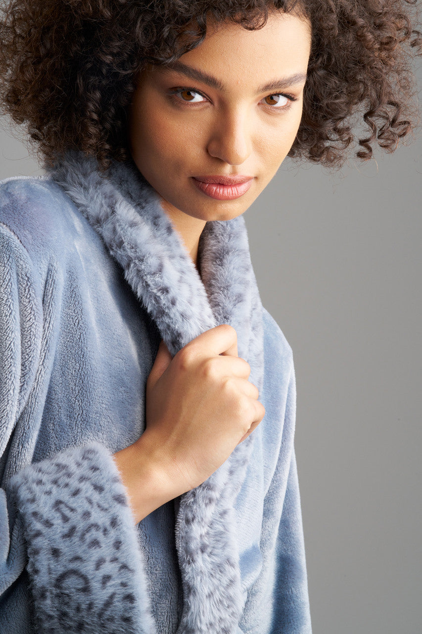 Natori Buy Plush Lynx Robe in Blue Granite Online