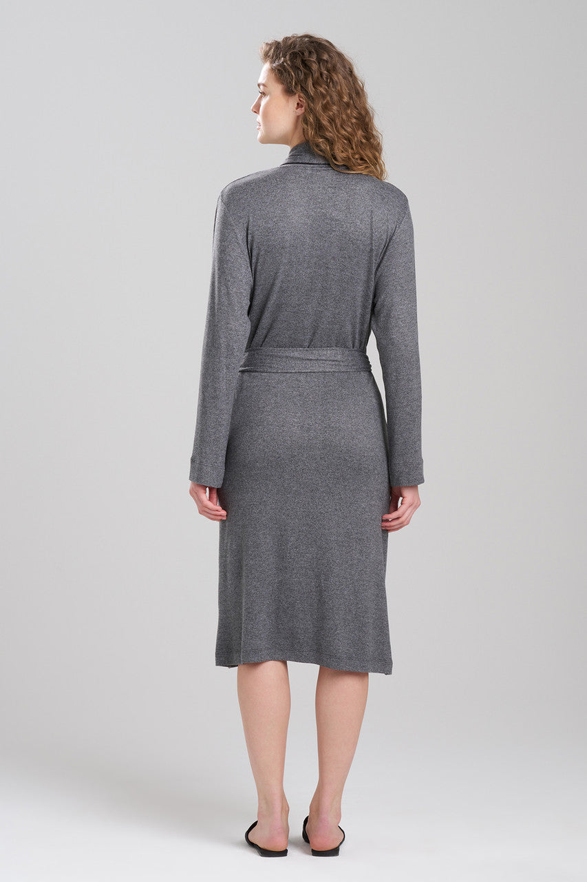 Natori Buy Oasis Piped Collar Robe in Charcoal Online