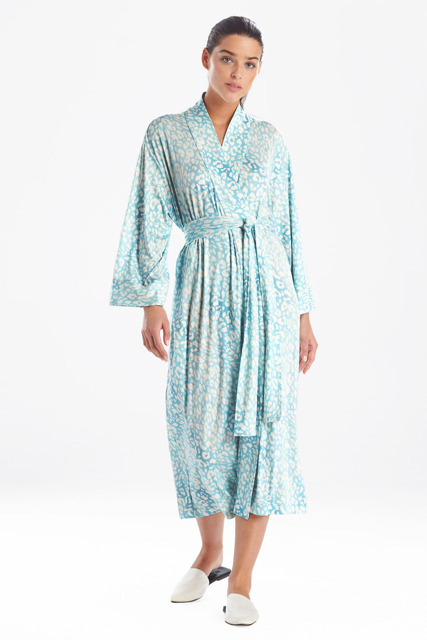 Natori Buy Misty Leopard Cozy Knit Robe in Aqua Mist Online