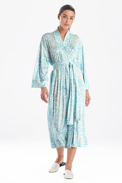 Natori Buy Misty Leopard Cozy Knit Robe in Aqua Mist Online