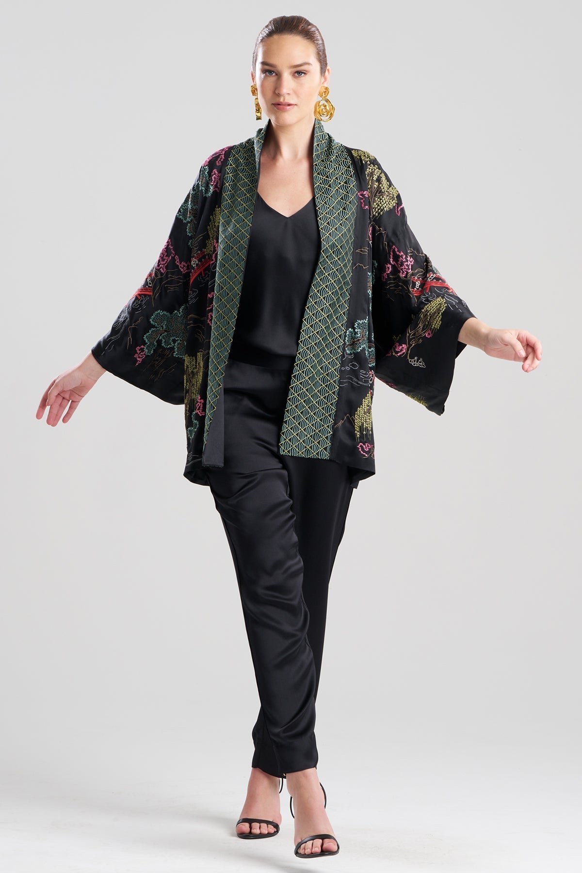 Natori Couture Nara Multi Embroidered Silk Kimono