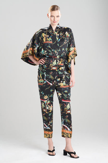 Natori Buy Kana Charm Short Robe in Black Multi Online