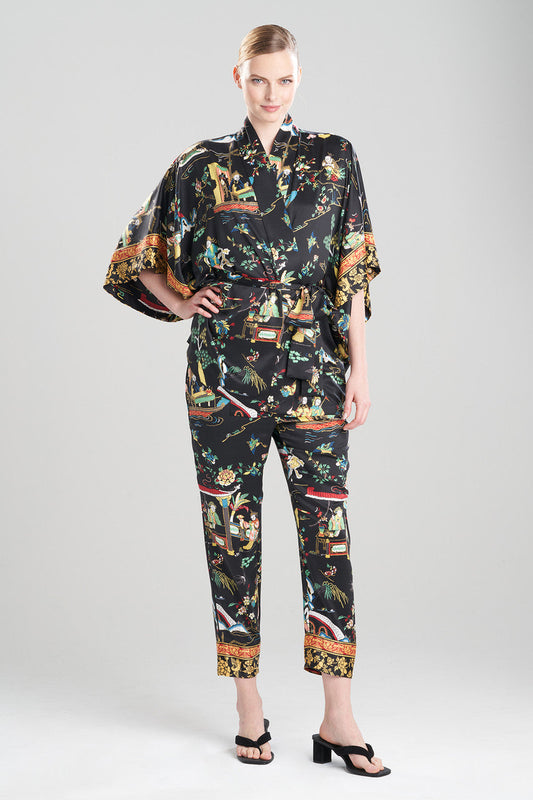 Natori Buy Kana Charm Short Robe in Black Multi Online