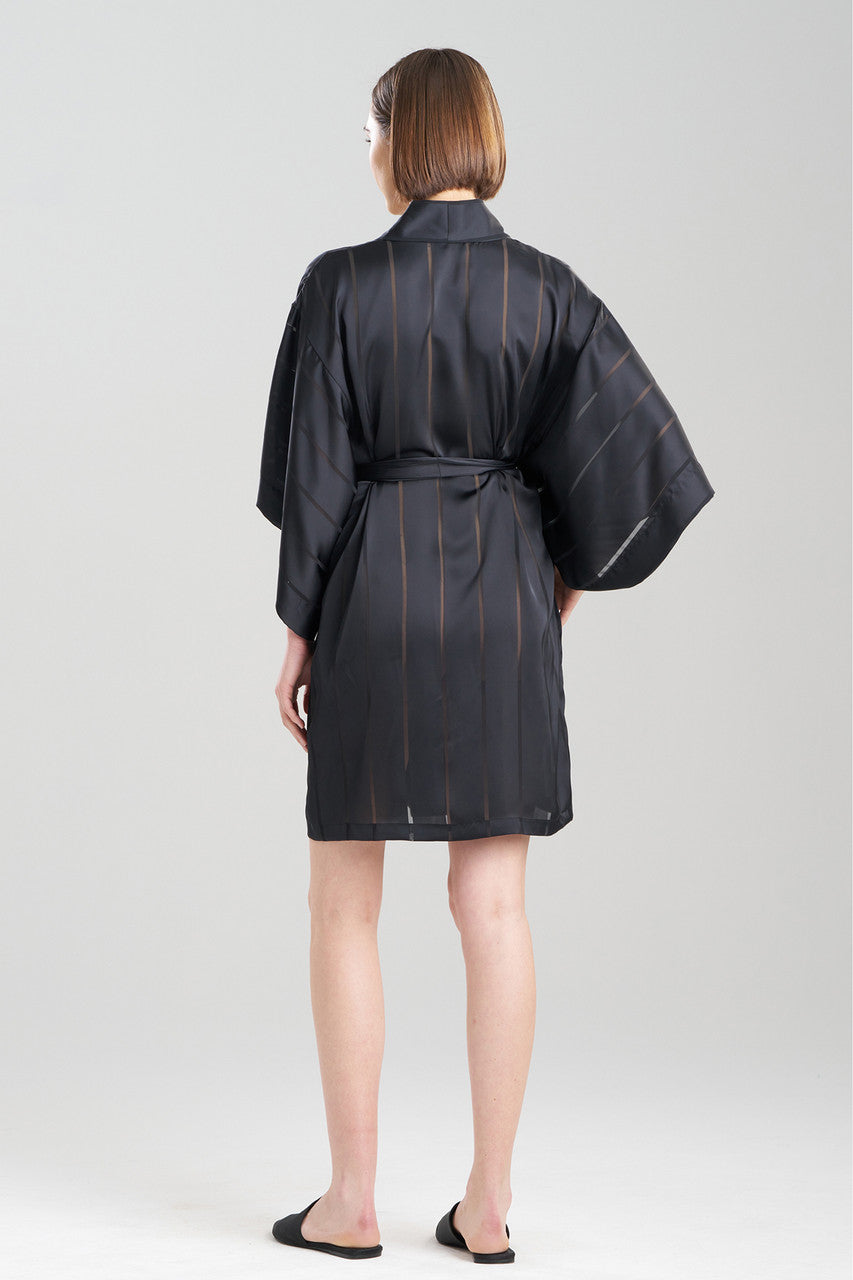Natori Buy Sheer Stripe Jacquard Wrap in Black Online