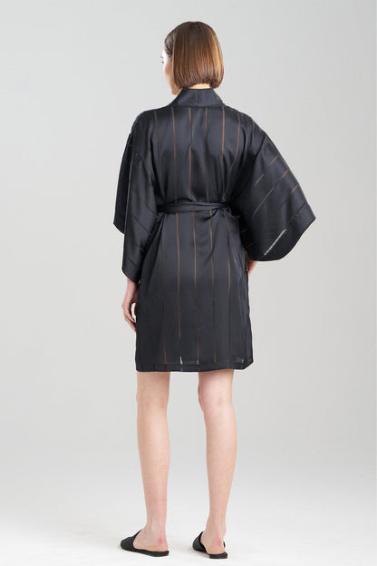 Natori Buy Sheer Stripe Jacquard Wrap in Black Online
