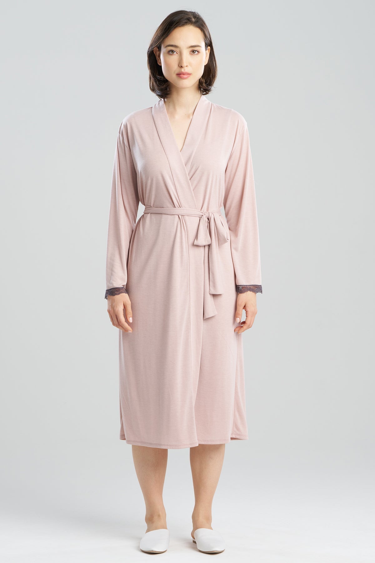 Natori Dhalia Knit Jersey Lace Robe