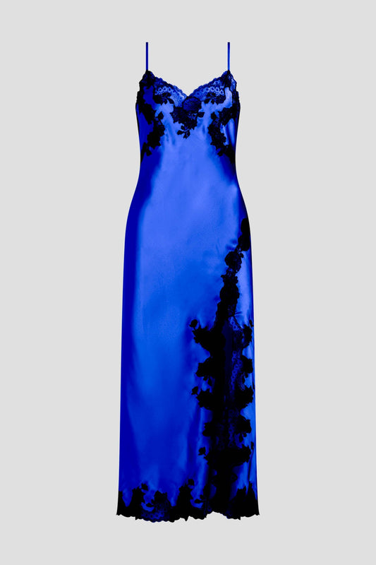 Natori Lolita Lace Slit Silk Slip Dress
