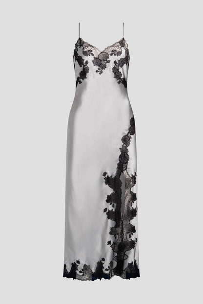 Natori Lolita Lace Slit Silk Slip Dress