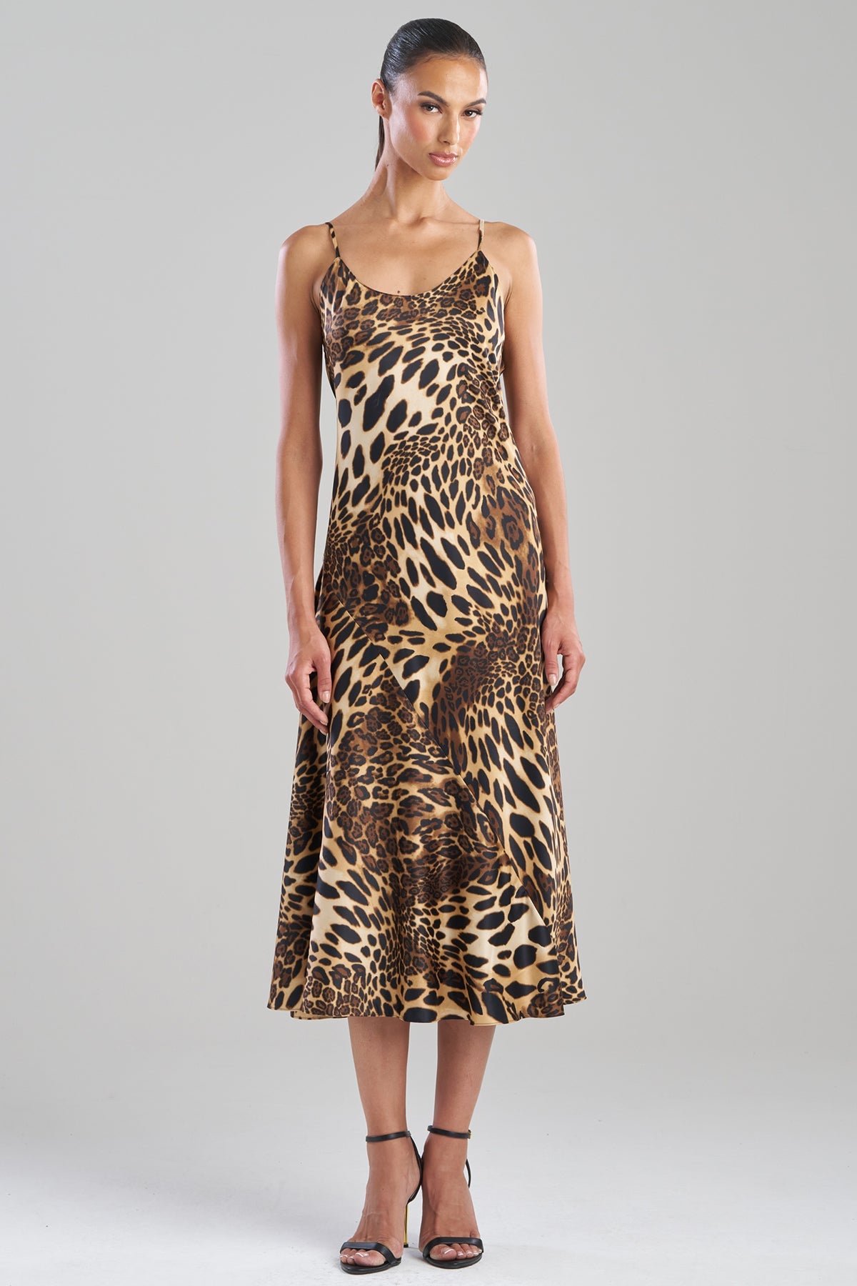 Natori Luxe Leopard Scoop Neck Slip Dress