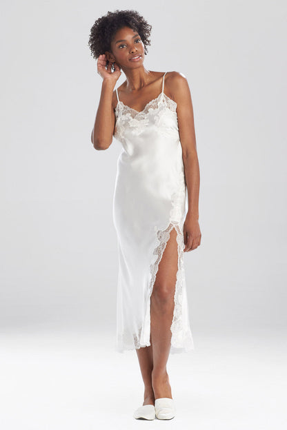 Natori Buy Lolita Lace Slit Gown in Warm White Online