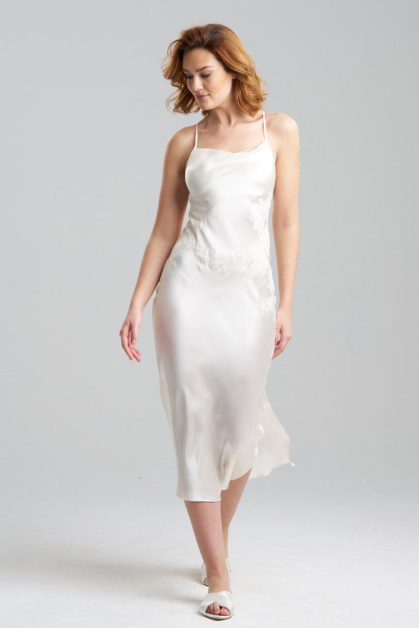 Natori Buy Lolita Lace Silk Gown in Warm White Online